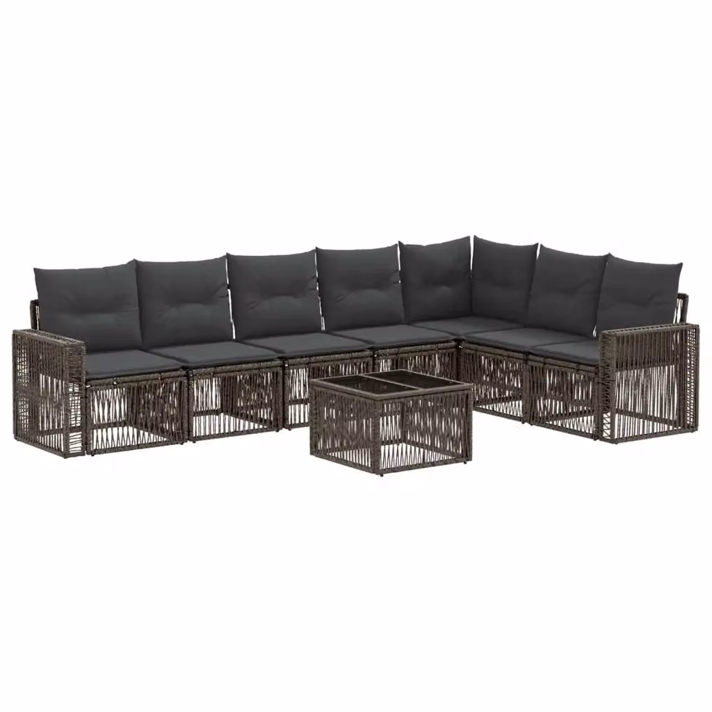 Set Divano da Giardino 8 pz vidaXL in Polyrattan Grigio e Antracite con Cuscini e Tavolino – 2