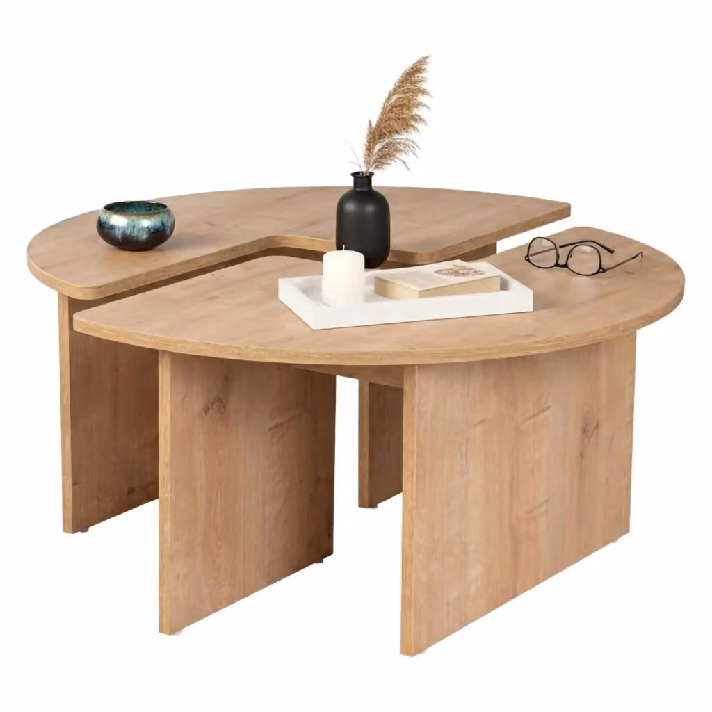 Tavolino da salotto moderno DMORA Tairn in legno color quercia, L 90 x P 90 x H 41 cm – 2