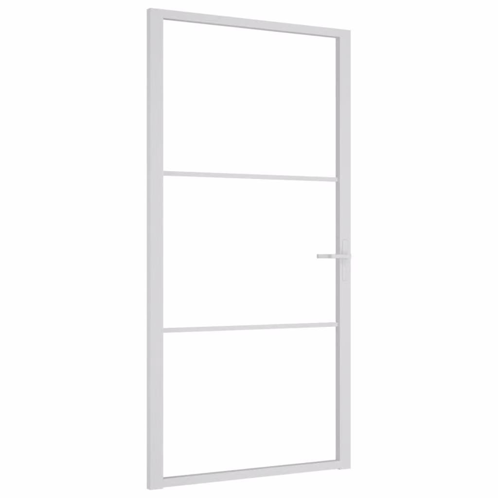 Porta Interna 102,5x201,5 cm Bianca in Vetro ESG e Alluminio