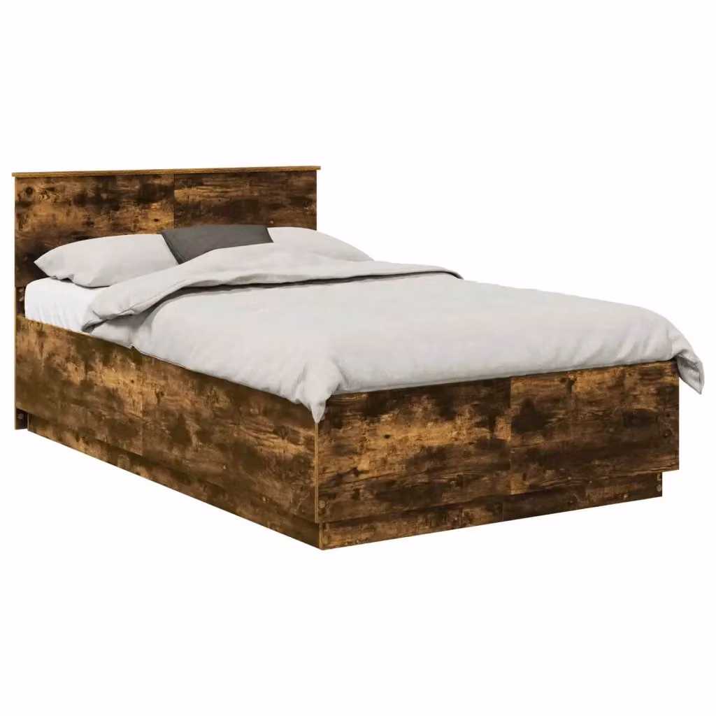 Struttura del letto con testiera vidaXL in legno Rovere Fumé marrone L: 138 cm, P: 200 cm, H: 90 cm – 2