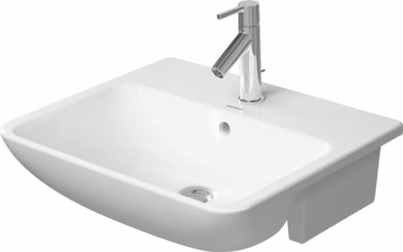 Duravit ME by Starck lavabo semi-encastré, 1 trou pour robinet, avec trop-plein, 550x455mm, blanc ultra-brillant avec DuraShield, 037855AA00, 037855AA00