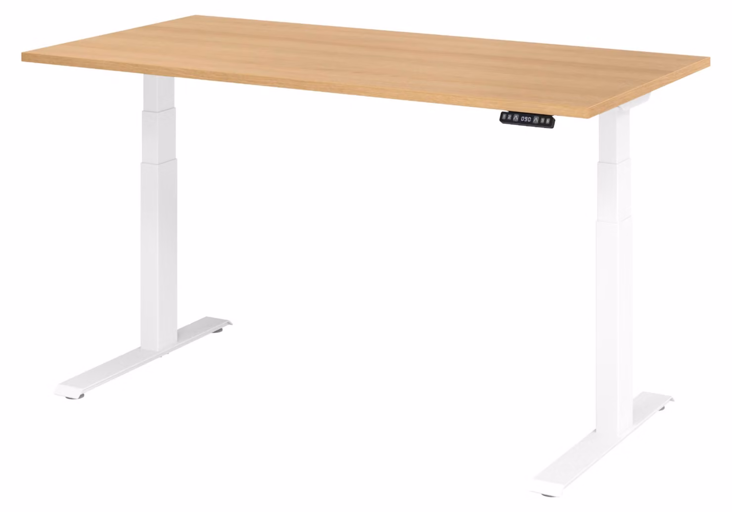 Scrivania elettrica bümö XDKB - Dimensioni: 160 x 80 cm, struttura: bianco, decorazione: rovere