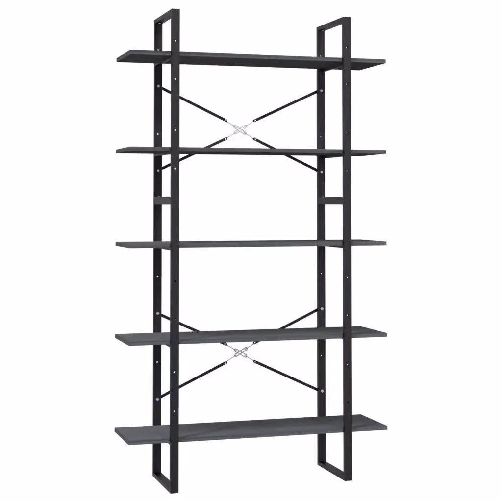 Libreria Design Mania in Legno di Pino e Metallo, Stile Industrial, Grigia, L 100 cm x P 30 cm x H 175 cm – 2