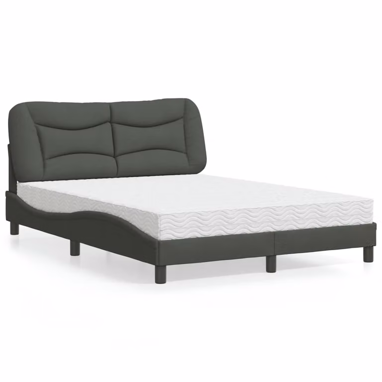 Letto con Materasso Hvar vidaXL Grigio Scuro 140x200 cm in Tessuto e Materiali Misti