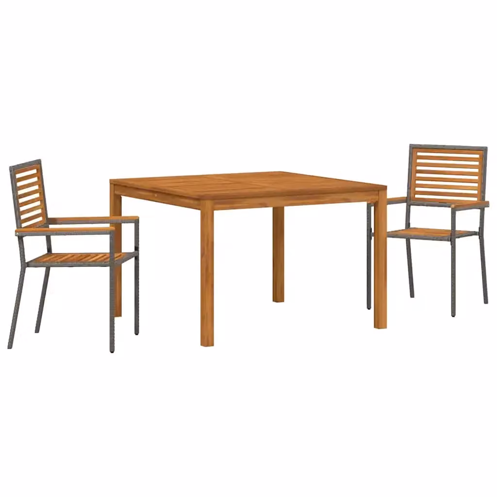 Set da pranzo per giardino vidaXL in legno di acacia massello, 3 pezzi, Grigio e Marrone – 2