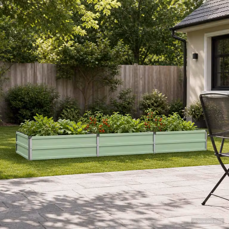 Letto rialzato da giardino vidaXL in metallo Verde Pastello L: 240 cm, P: 80 cm, H: 24 cm