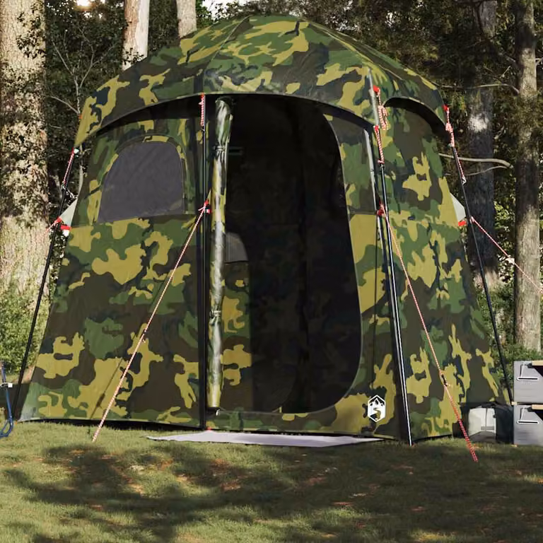 vidaXL Tenda da Doccia per 2 Persone Mimetica Verde Impermeabile in Poliestere L: 256 cm, P: 136 cm, H: 225 cm