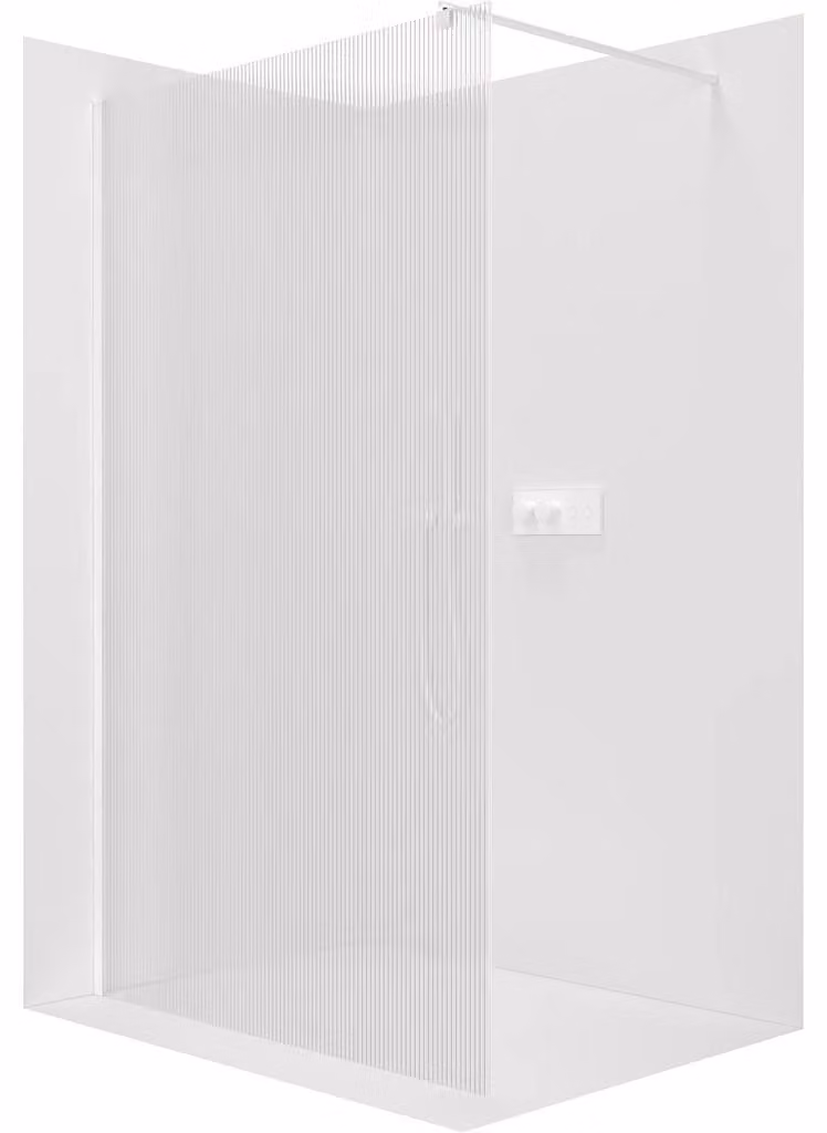 Pannello doccia angolare Walk-in Onyx Round, destro/sinistro - 8 mm - montante rotondo - bianco opaco, vetro smerigliato - 160x200 cm