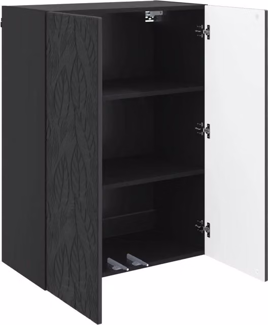 Armadietto a muro Design In nero con ante a battente in MDF L: 66 cm, P: 34,5 cm, H: 90 cm