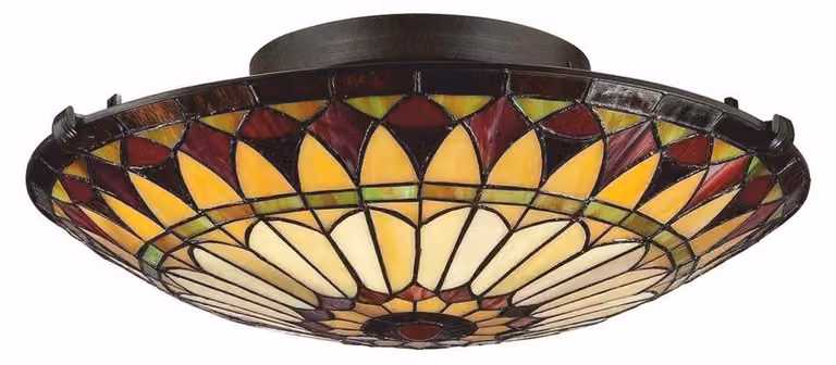 Casa Padrino plafoniera Tiffany giallo / rosso / bronzo vintage Ø 42 cm