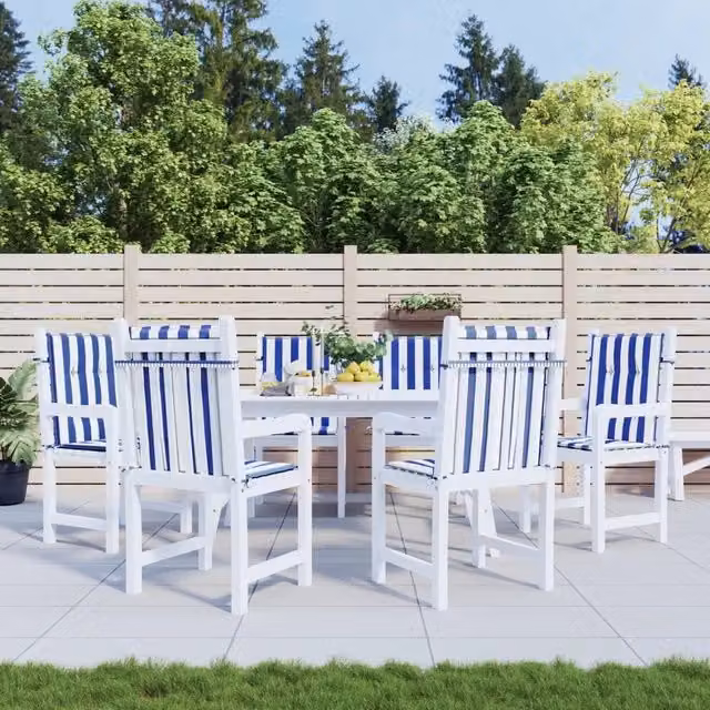 Set di 6 cuscini posteriori vidaXL in tessuto Oxford blu e bianco con design marittimo, impermeabili e resistenti ai raggi UV