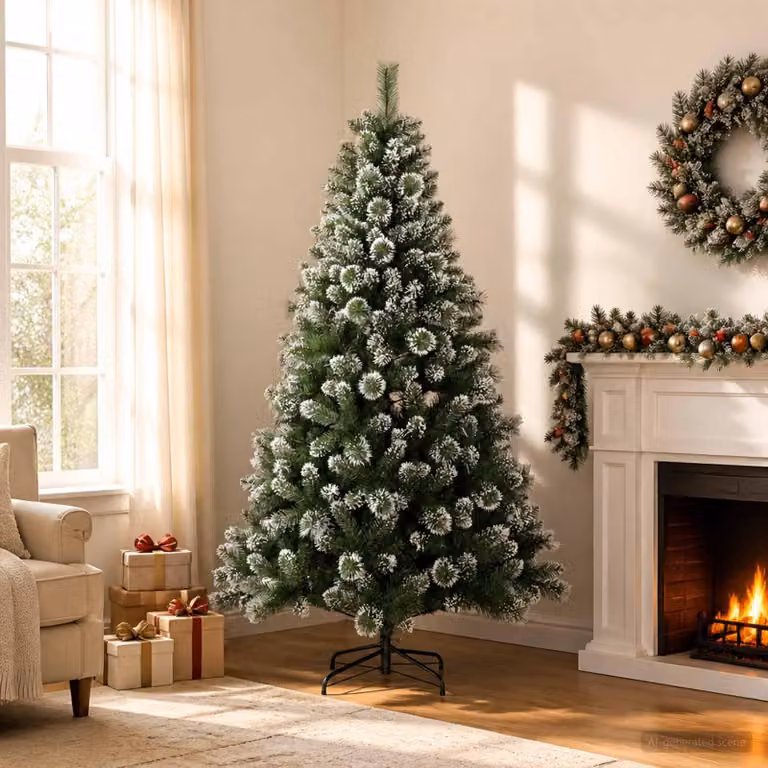 Albero di Natale artificiale, 120 cm, in PVC e metallo, colore verde