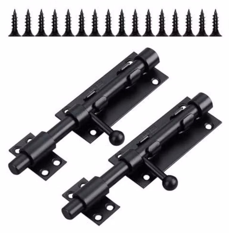 Gancio di sicurezza, 2 pezzi, 160 mm, acciaio inossidabile nero, con foro per lucchetto