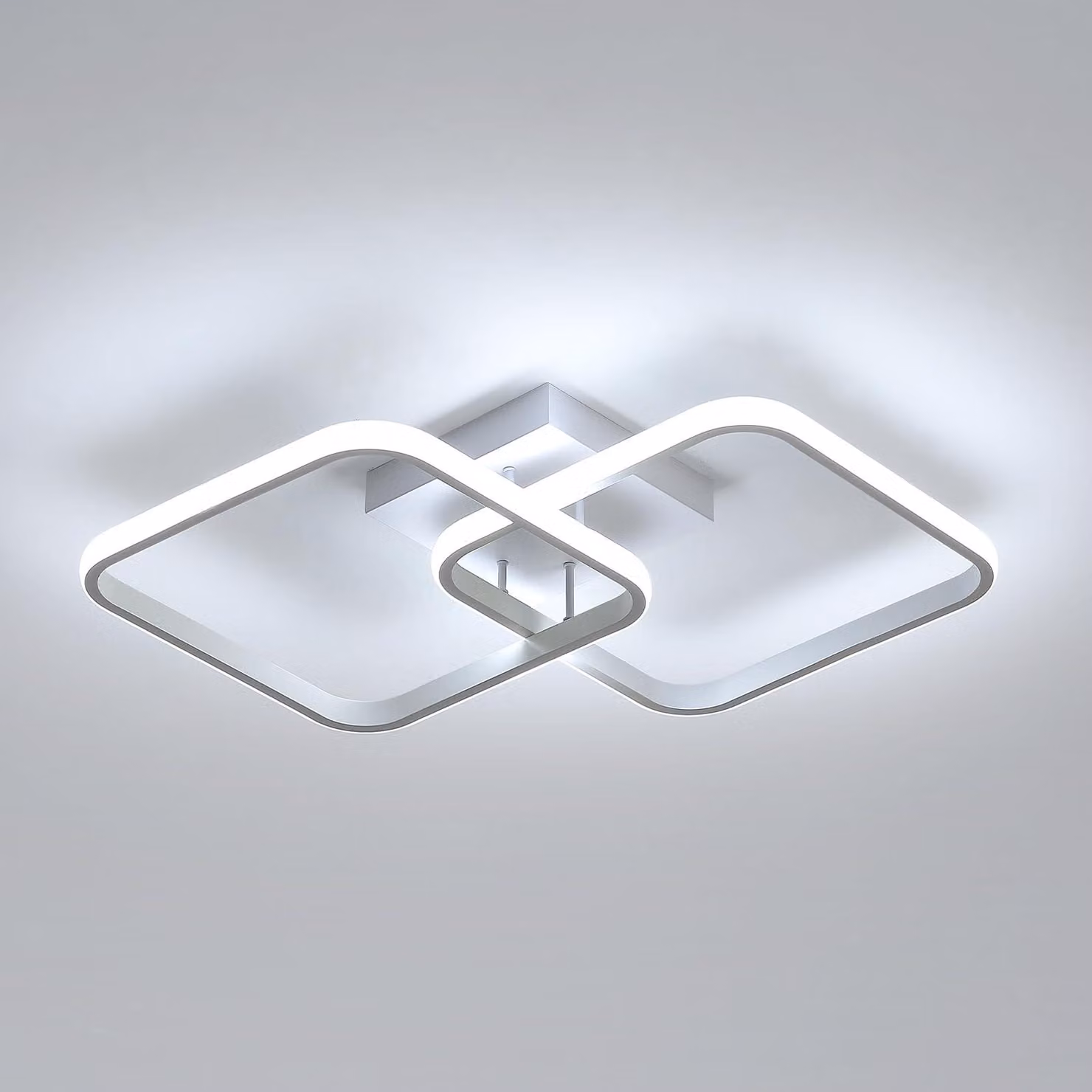 Lampada a soffitto LED moderna, forma a croce, 64x39 cm, 42W, bianco, 6500K (bianco freddo), alluminio. Lampada a soffitto geometrica ed elegante, ideale per soggiorno, camera da letto, sala da pranzo e ufficio