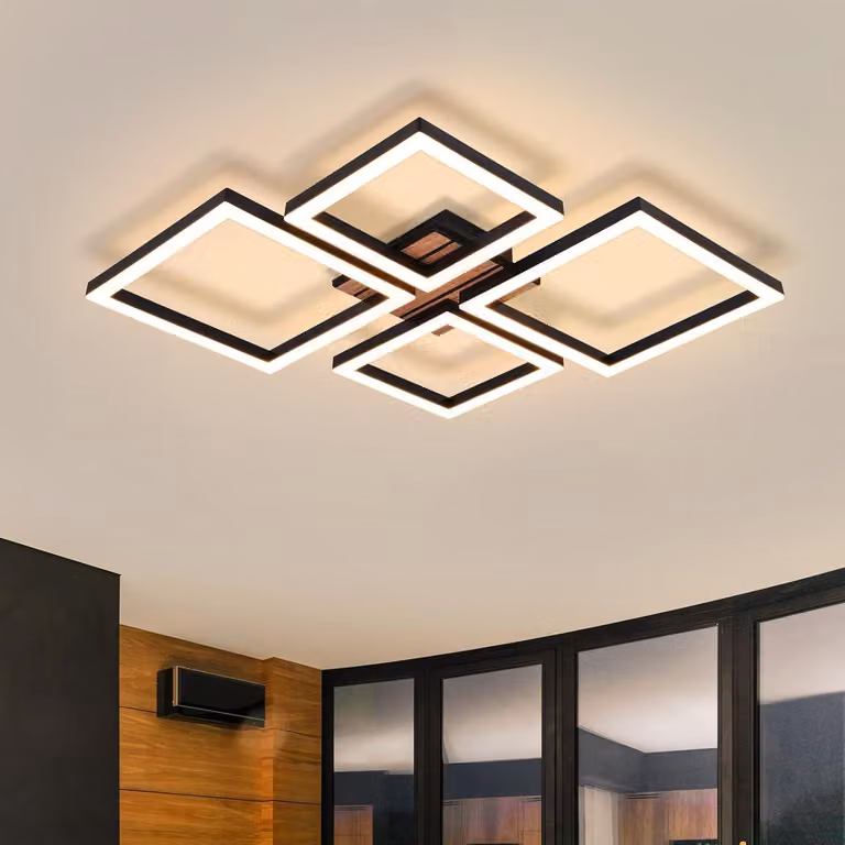 ZMH Lampada da soffitto a LED per camera da letto 32W, lampada da cucina nera, lampada da soggiorno, lampada da corridoio in finitura effetto legno, illuminazione da soffitto per soggiorno