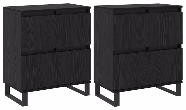 Credenza 2 pcs Rovere Nero 60 x 35 x 70 cm