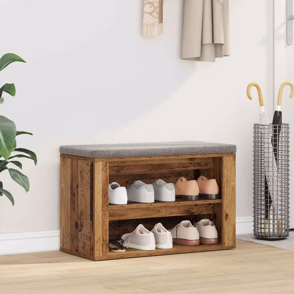 Scarpiera moderna vidaXL in legno ingegnerizzato color marrone L 75 cm, P 35 cm, H 45 cm