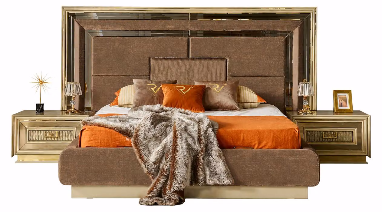 Set esclusivo composto da letto e comodini: moderno e pratico, con spazio contenitivo