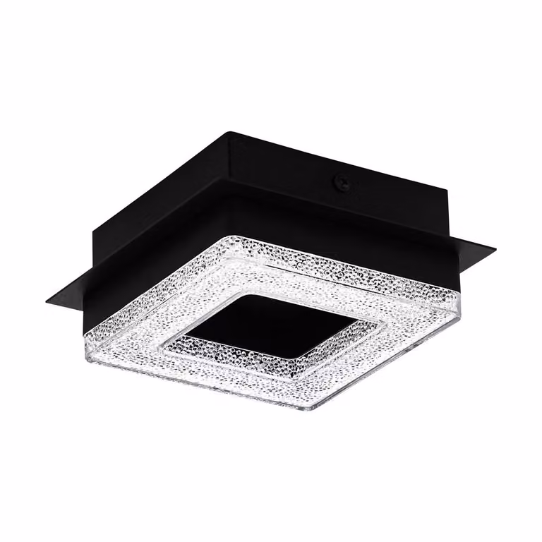 Eglo 99324 FRADELO 1 LED plafoniera Applique 1x3,2W 140x140mm Nero trasparente bianco caldo