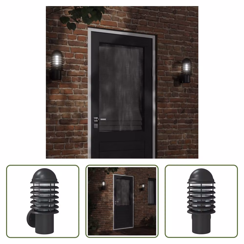 The Living Store Applique da esterno in acciaio inox nero