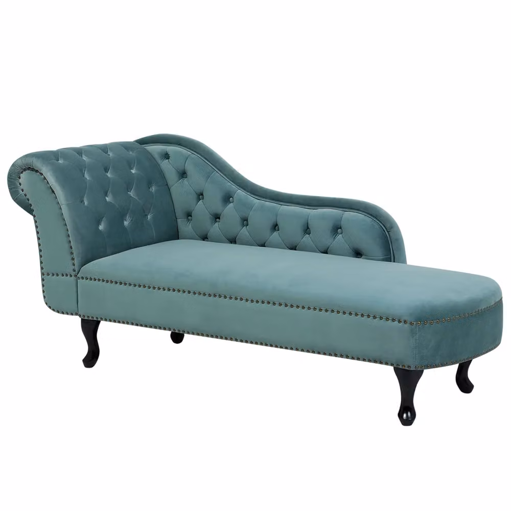 Chaise longue BELIANI in velluto verde, versione sinistra a forma di L, L/P/H: 169 x 65 x 79 cm – 2