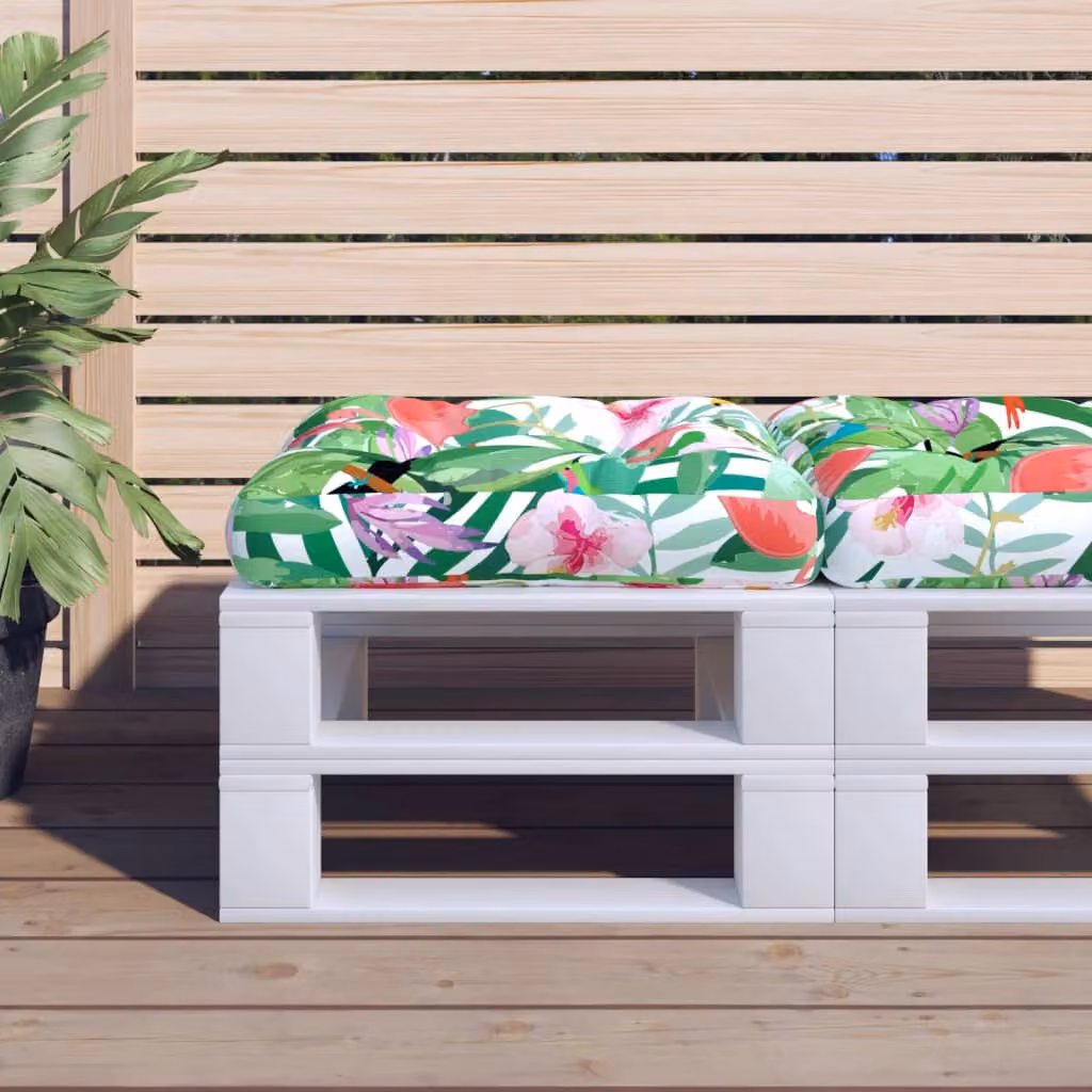 vidaXL Cuscino per Pallet Quadrato Multicolore con Motivo Floreale in Poliestere L/P/H: 50 x 50 x 12 cm