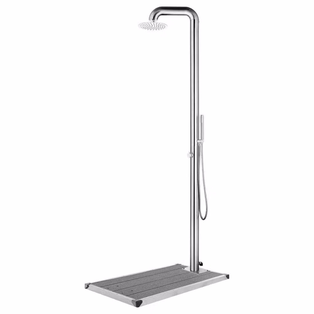 Maison Exclusive - Doccia da giardino con base grigia da 230 cm in acciaio inossidabile