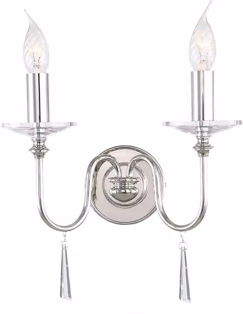 Applique Classica Finsbury Park Elstead Lighting in Acciaio Nichel Lucido e Vetro Trasparente con 2 Luci E14