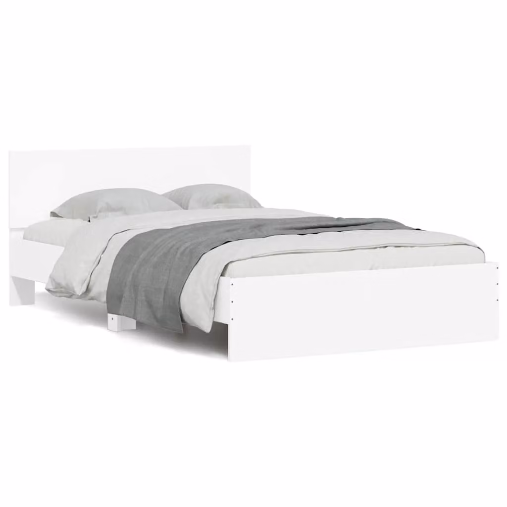 vidaXL Giroletto con Testiera, Illuminazione LED e Porta USB, Bianco, L/P/H: 190 x 140 x 70 cm