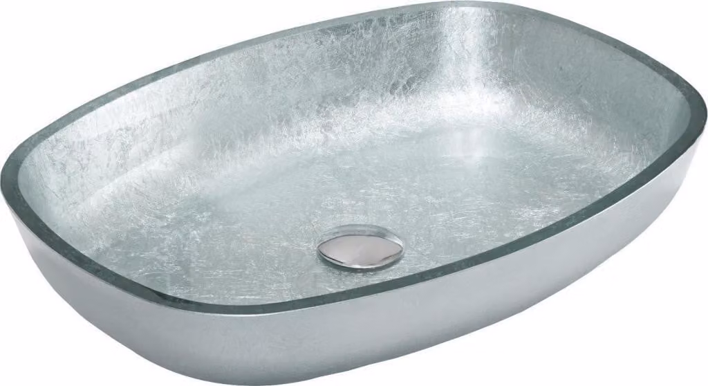 Mexen Araks lavabo sopra il piano in vetro 54 x 39 cm, argento - 24155411