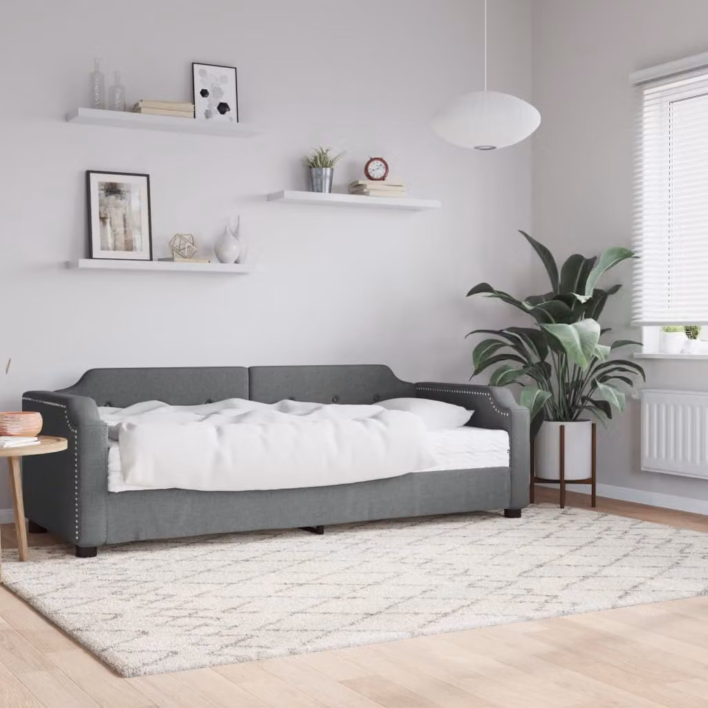 Maison Exclusive - Divano letto con materasso, grigio scuro, 90x190 cm, tessuto