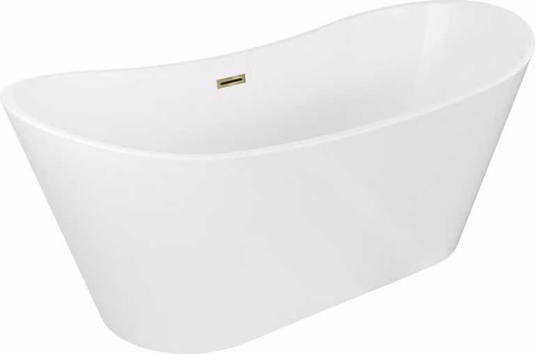 Mexen Montana vasca da bagno indipendente 180 x 90 cm, bianca, troppo pieno dorato - 52011809000-50