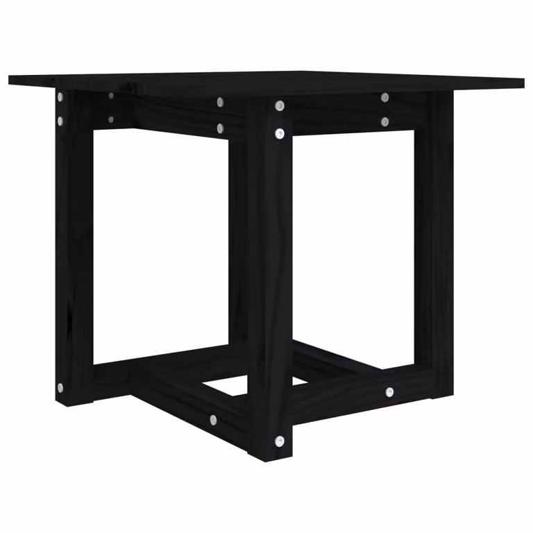 Tavolino da Salotto Nero 50x50x45 cm Legno Massello di Pino