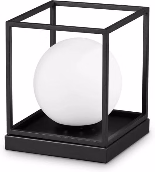 Lampada da tavolo moderna IDEAL LUX Lingotto in metallo e vetro, disponibile in nero o oro/ottone, con lampadina E14 sostituibile e protezione IP20
