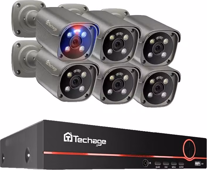 Sistema di telecamere di sicurezza, ingresso video 8CH, comunicazione audio bidirezionale, telecamera 8CH 6 pezzi 8MP, 1T