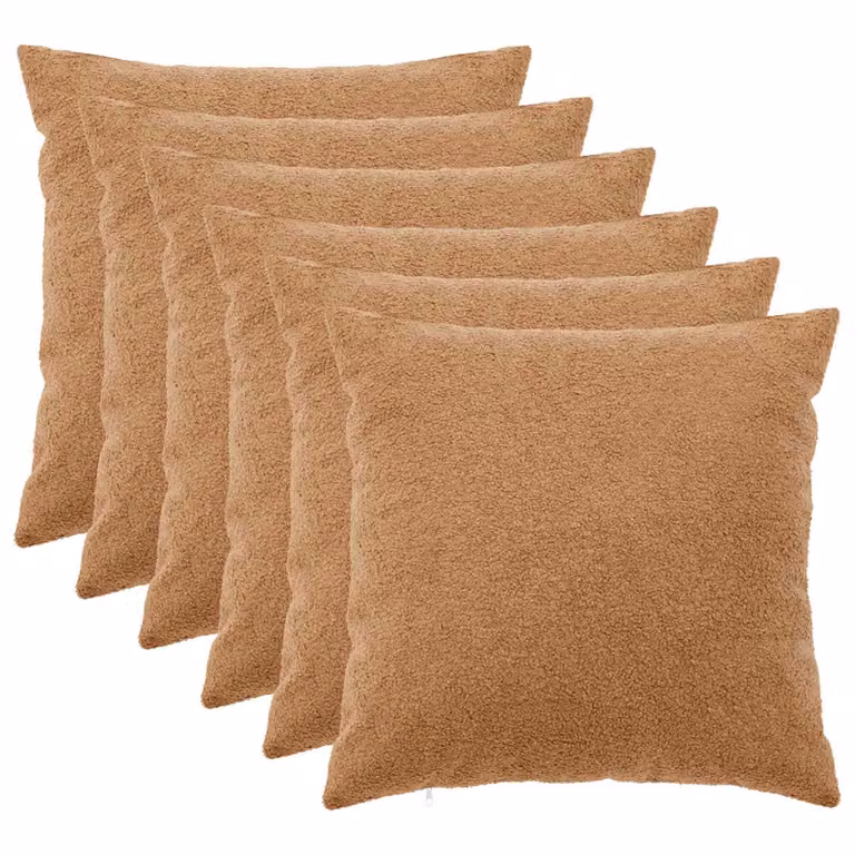 Set di 6 federe vidaXL HEERLEN beige in tessuto bouclé, L 60 cm x P 60 cm