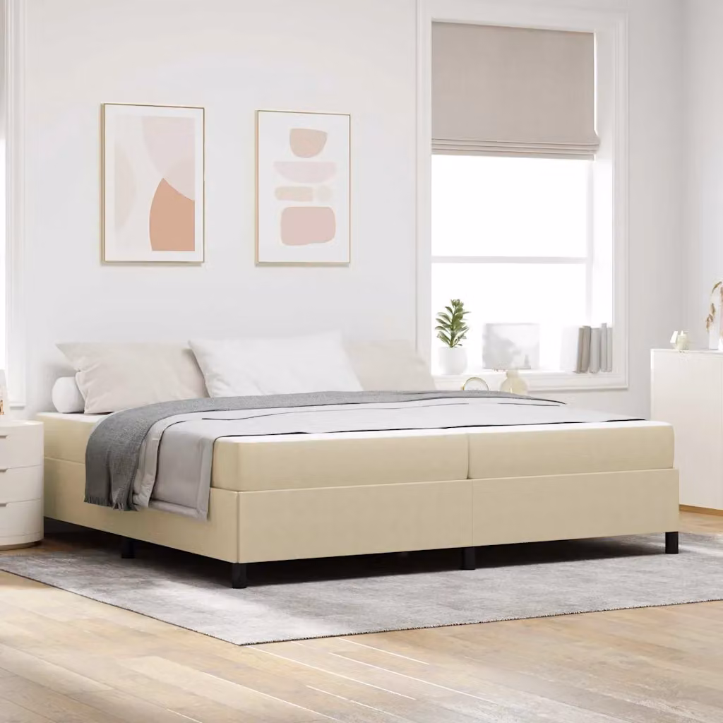 Struttura del letto moderna vidaXL in tessuto e legno, L/P: 200 x 200 cm, Grigio Verde Chiaro