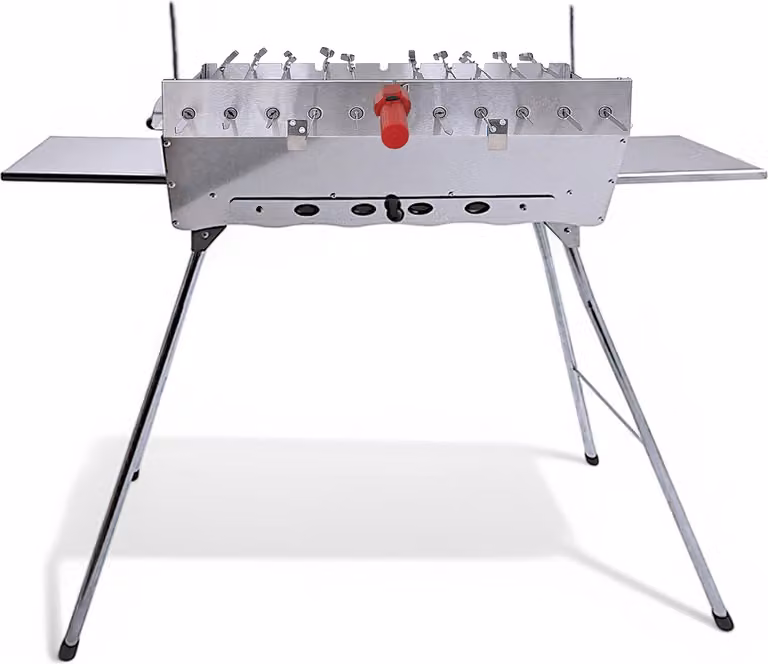 Set per shashlik in acciaio inox da 2 mm con 11 giranti per spiedo