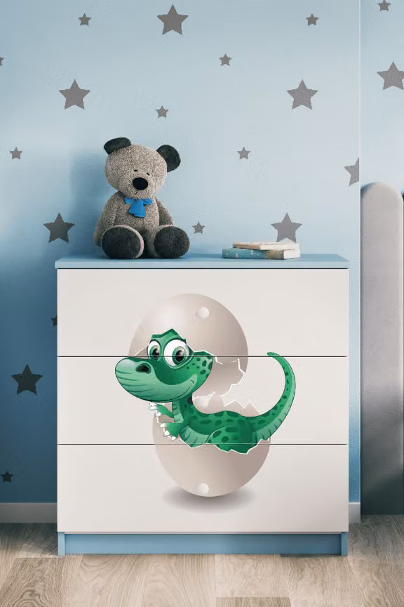 Cassettiera per bambini Little Dino nel colore blu Babydreams