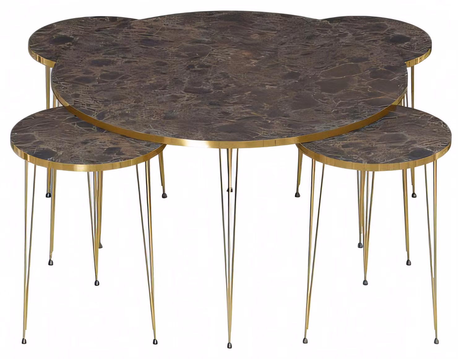 Eleganter Holz-Couchtisch mit 4 Beistelltischen in Braun