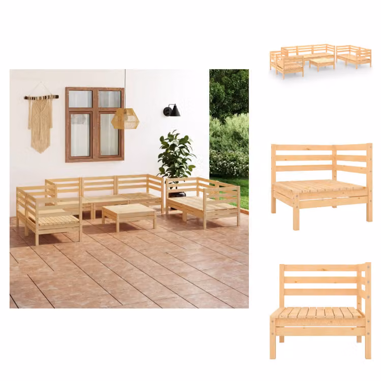 vidaXL set salotto da giardino 8 pezzi in pino massello - Set di mobili da giardino