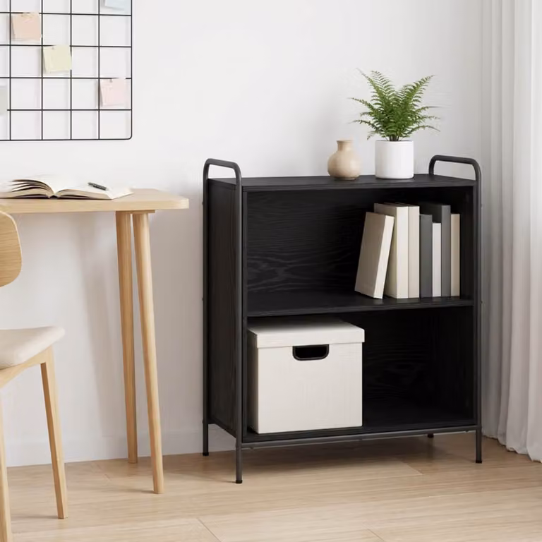 Armadio per libri moderno vidaXL in MDF e metallo nero opaco L 80 cm x P 33 cm x H 80 cm