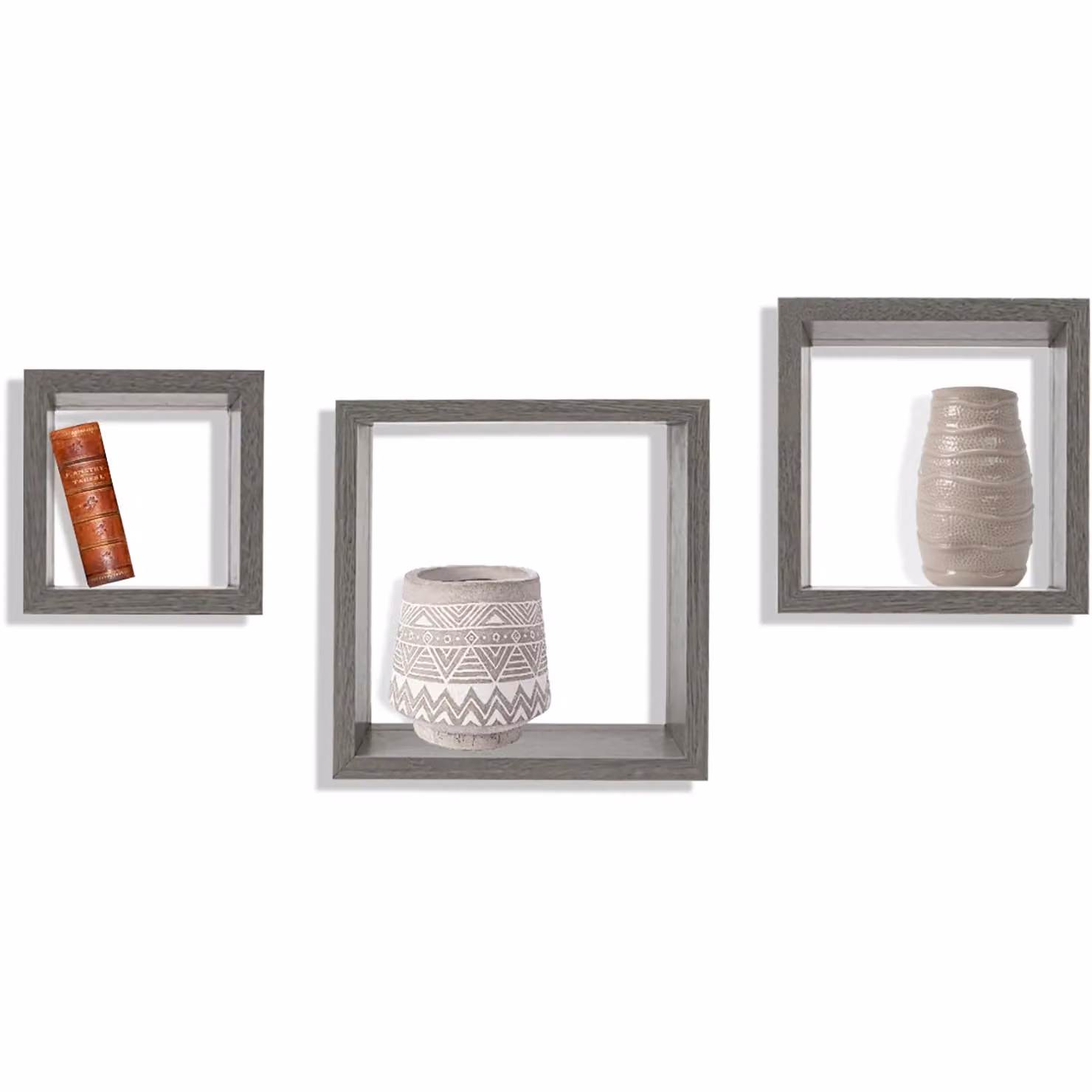 VESTIAMO CASA - Set di 3 Mensole da Parete in Legno Rovere Grigio Opaco – 1