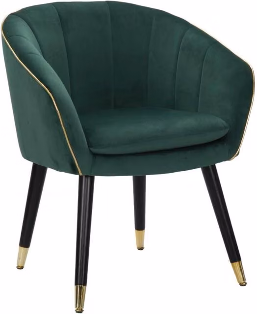 Poltrona Paris verde e gold in tessuto con gambe dorate – 62 x 58 x H 78 cm
