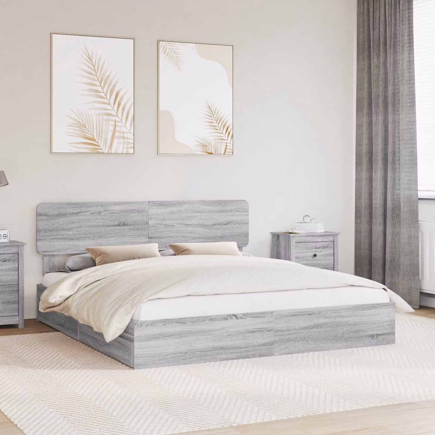 Letto con contenitore vidaXL Sonoma grigio L 180 cm x P 200 cm