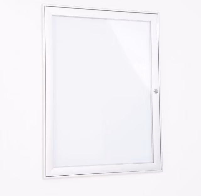 Bacheca con apertura a battente GIORDANOSHOP in alluminio silver e white, L: 52,1 cm, P: 2,3 cm, H: 69,6 cm