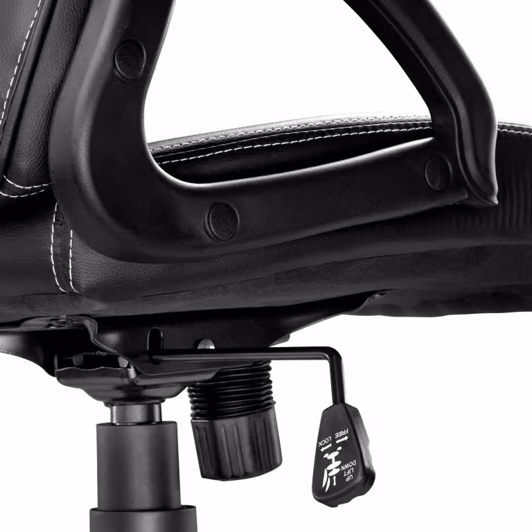Sedia da ufficio ergonomica Tectake Tyson in ecopelle nera con ruote e braccioli, L/P/H: 65.0 x 66.0 x 121.5 cm