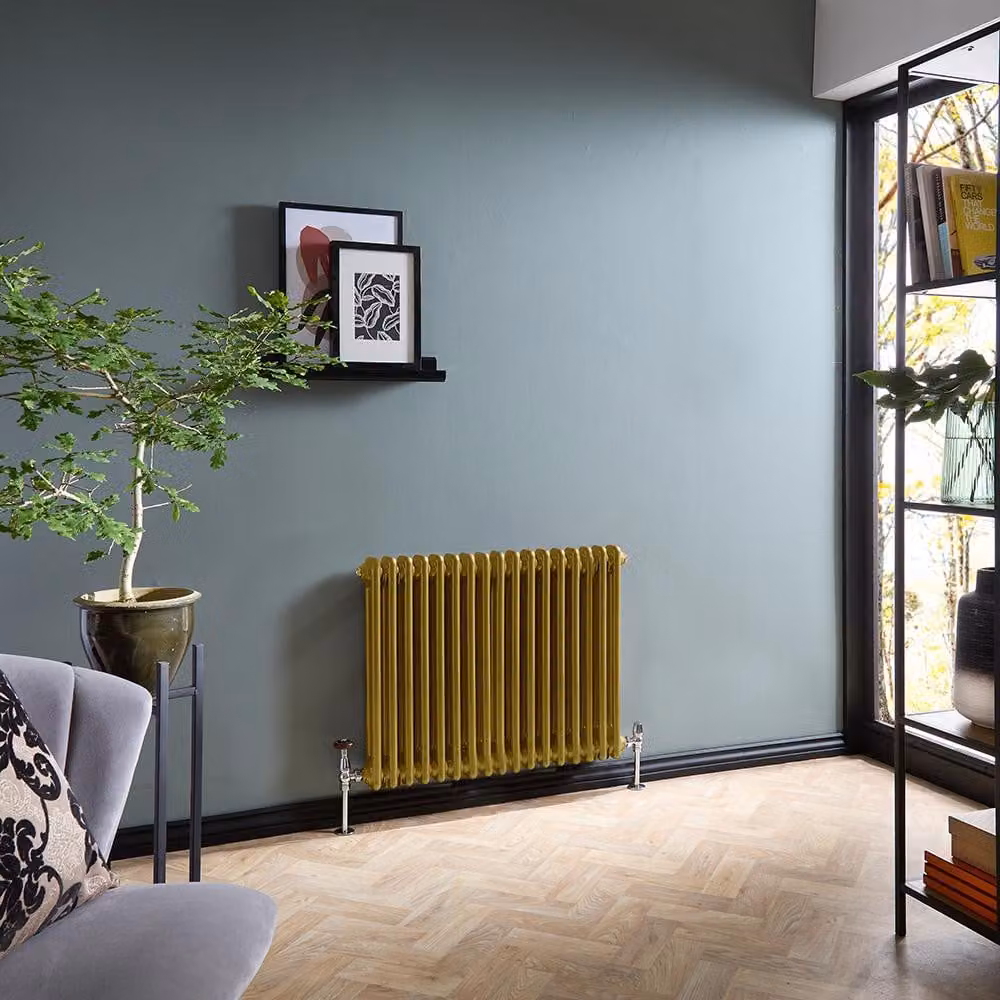 Radiatore Tradizionale a Doppia Colonna Orizzontale - Oro Metallizzato - 600mm x 785mm - Regent