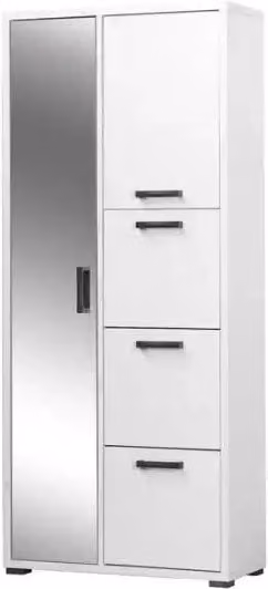 Armadio con specchio + 3 ribalte +anta bianco cemento già montato L75.3 H175 P33