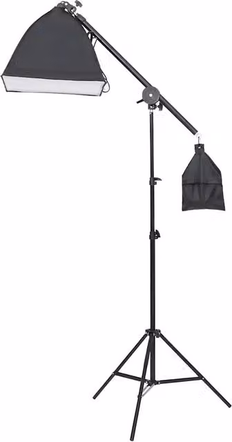 Kit di Illuminazione da Studio vidaXL con Treppiedi e Softbox in Metallo e Alluminio Nero e Bianco